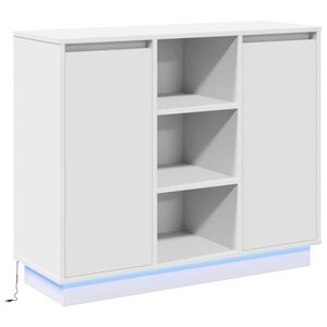 vidaXL LED Sideboard Hvid 90 x 32 x 75 cm Konstrueret tr&aelig;