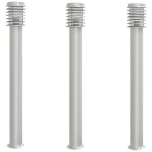 vidaXL udend&oslash;rs standerlamper 3 stk. 110 cm rustfrit st&aring;l s&oslash;lvfarvet