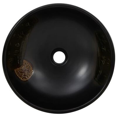 vidaXL håndvask til bordplade Φ41x14 cm rund keramik sort