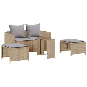 vidaXL sofas&aelig;t til haven 5 dele med hynder stabelbar polyrattan beige