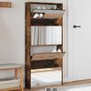 vidaXL skoskab med spejl 4 hylder 63x17x134 cm r&oslash;get egetr&aelig;