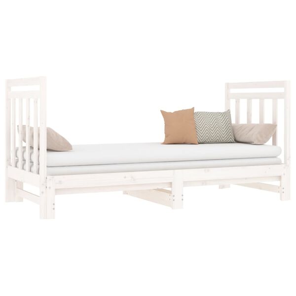 vidaXL daybed med udtr&aelig;k 2x(90x190) cm massivt fyrretr&aelig; hvid