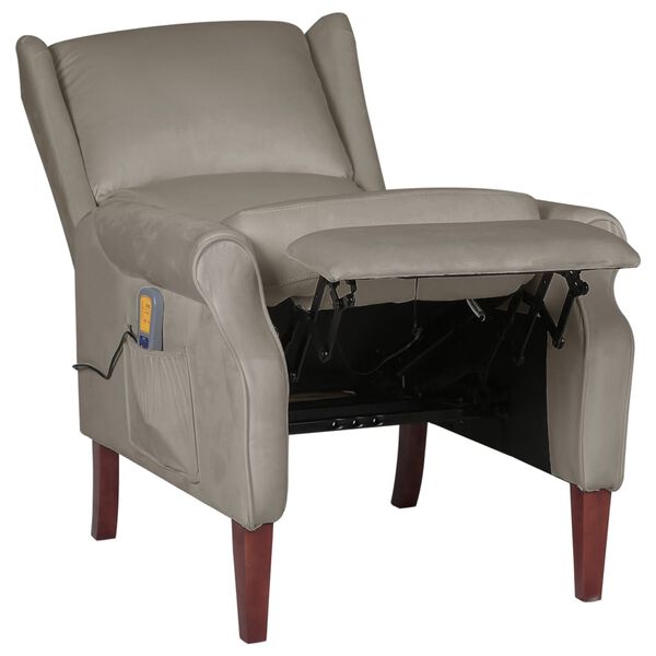 vidaXL massagestol fløjl lysegrå