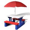 vidaXL bord- og b&aelig;nkes&aelig;t til b&oslash;rn med parasol flerfarvet