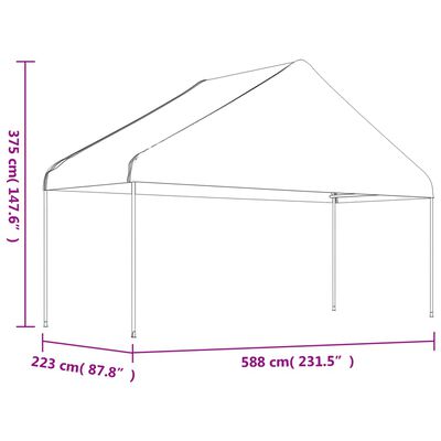 vidaXL pavillon med tag 4,46x5,88x3,75 m polyethylen hvid