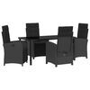 vidaXL Have Spisebordss&aelig;t med pude 5 pcs Sort polyrattan