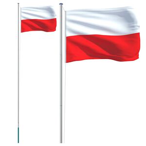 vidaXL Polen flag og flagstang 6,08 m aluminium