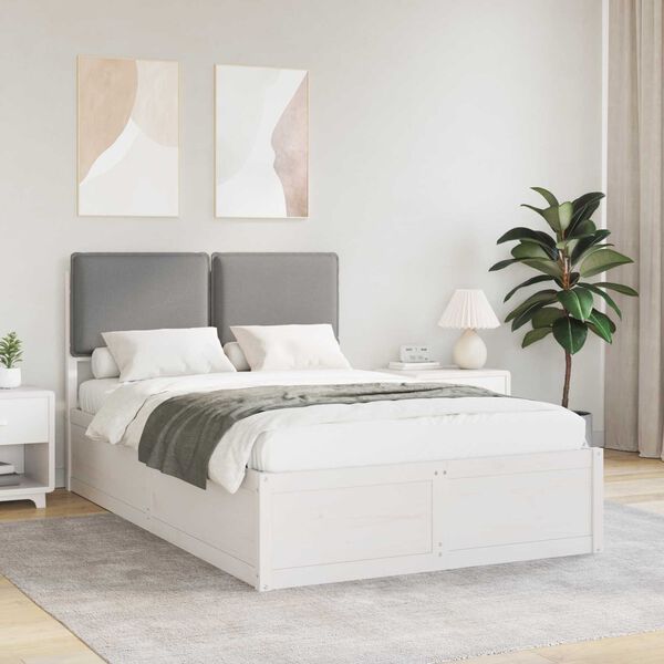 vidaXL Sengestel med Polstret Hovedgavl Lysegr&aring; 120 x 200 cm