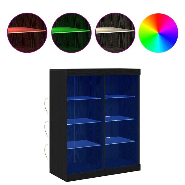 vidaXL LED Sideboard Sort eg 41 x 37 x 100 cm Konstrueret tr&aelig;