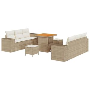 vidaXL Havesofa S&aelig;t Beige og creme Poly Rattan