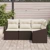 vidaXL Sofa S&aelig;t med pude 4 pcs Brun polyrattan
