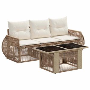 vidaXL Havesofa S&aelig;t 4 stk. Beige og cremehvid polyrattan