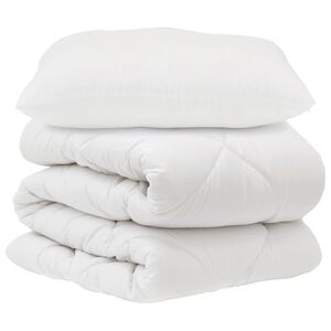 vidaXL Dynebetr&aelig;k S&aelig;t med pude 2 pcs Hvid Microfiber
