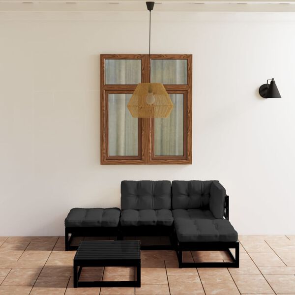 vidaXL lounges&aelig;t til haven 5 dele med hynder massivt fyrretr&aelig;