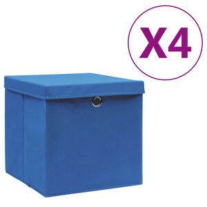 vidaXL opbevaringskasser med l&aring;g 4 stk. 28x28x28 cm bl&aring;