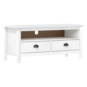 vidaXL tv-bord Hill 110x40x47 cm massivt fyrretr&aelig; hvid