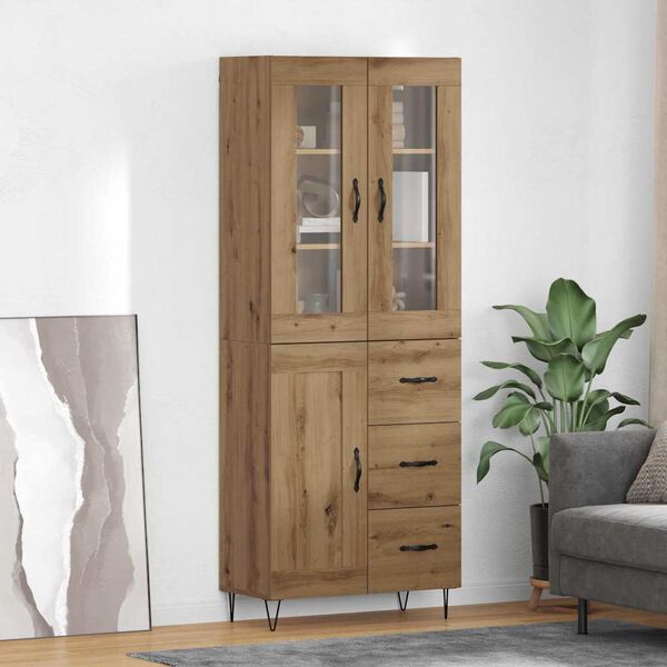 vidaXL Highboard Artisan Egetr&aelig; 69,5 x 34 x 90 cm Konstrueret tr&aelig;