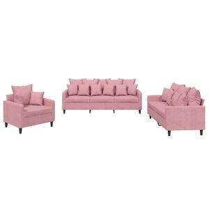 vidaXL sofas&aelig;t 3 dele med hynder velour lyser&oslash;d