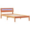 vidaXL Sengestel med hovedg&aelig;rde Voks brun 90 x 190 cm Massiv fyrretr&aelig;