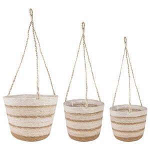 vidaXL 3 stk. Naturlig, hvid og beige &Oslash;26 x 19 cm 100% S&oslash;gr&aelig;s