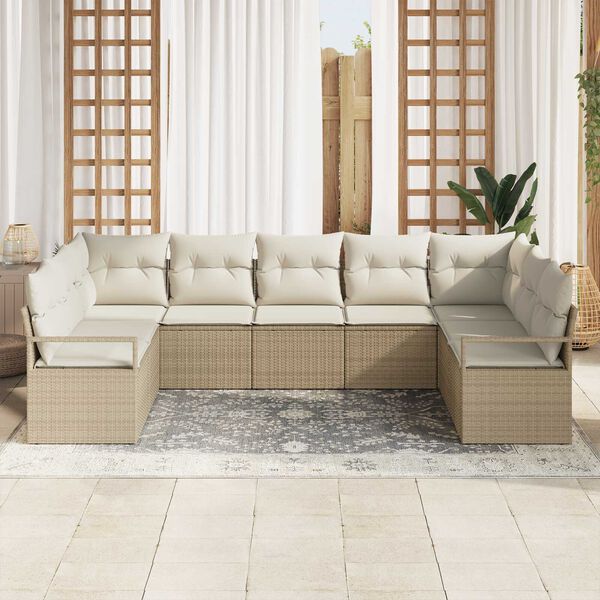 vidaXL Sofa S&aelig;t med pude 7 pcs Beige polyrattan