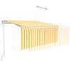 vidaXL markise m. gardin+LED+vindsensor 3x2,5 m automatisk gul og hvid