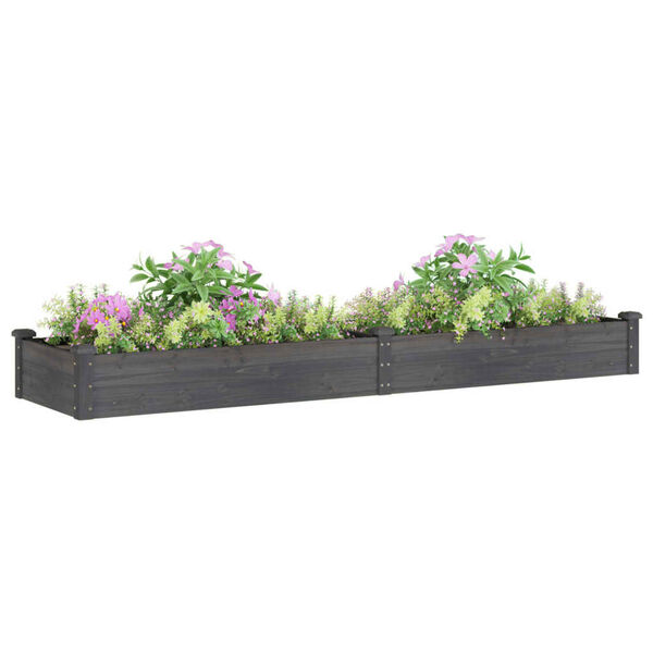 vidaXL plantekasse med foring 240x60x25 cm massivt fyrretr&aelig; gr&aring;