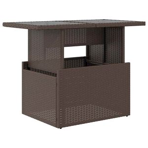 vidaXL havebord med glastop 100x55x73 cm polyrattan brun
