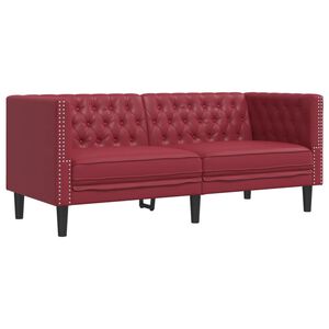 vidaXL 2-personers Chesterfield-sofa kunstl&aelig;der vinr&oslash;d