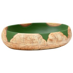 vidaXL h&aring;ndvask til bordplade 59x40x15 cm oval keramik gr&oslash;n og brun