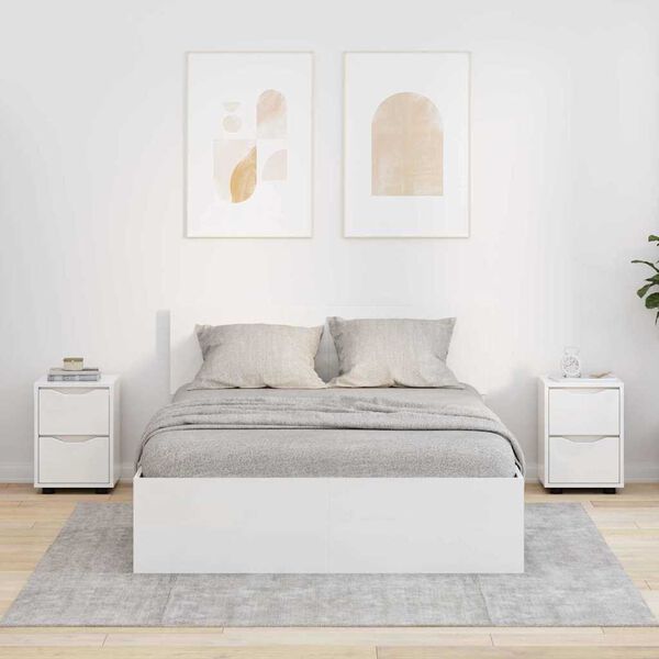 vidaXL Sengeborde med skuffe 2 pcs H&oslash;j gloss hvid 30,5 x 30 x 43 cm