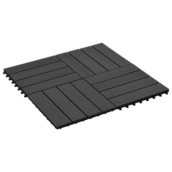 vidaXL Terrasse Flise 11 pcs Sort 30 x 30 cm WPC