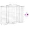 vidaXL buede gabionkurve 3 stk. 200x50x140/160 cm galvaniseret jern