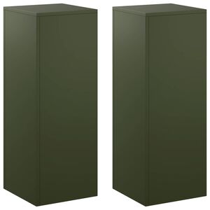 vidaXL Planteholder 2 pcs Olivengr&oslash;n 30 x 30 x 80 cm St&aring;l
