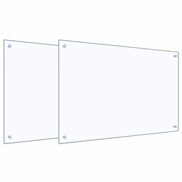 vidaXL K&oslash;kken bagv&aelig;g 2 pcs Transparent 90 x 60 cm h&aelig;rdet glas