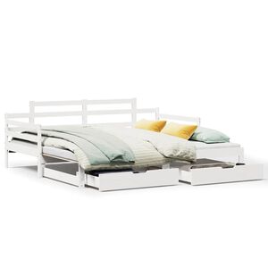 vidaXL daybed med udtr&aelig;k og skuffer uden madras 90x200 cm hvid