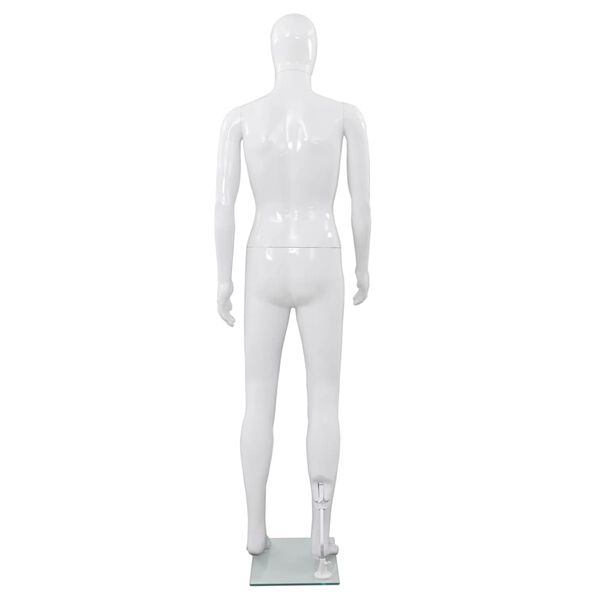 vidaXL mannequin mand fuld figur glassokkel hvid h&oslash;jglans 185 cm
