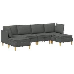 vidaXL Modulsofa s&aelig;t med opbevaring 6 pcs M&oslash;rkegr&aring; Stof