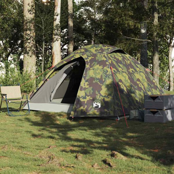 vidaXL 3-personers campingtelt vandt&aelig;t kuppel camouflage