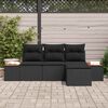 vidaXL Havesofa S&aelig;t med pude 4 pcs Sort Poly Rattan