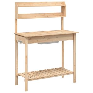 vidaXL potteb&aelig;nk med vask 147,5x44x139,5 cm massivt grantr&aelig;