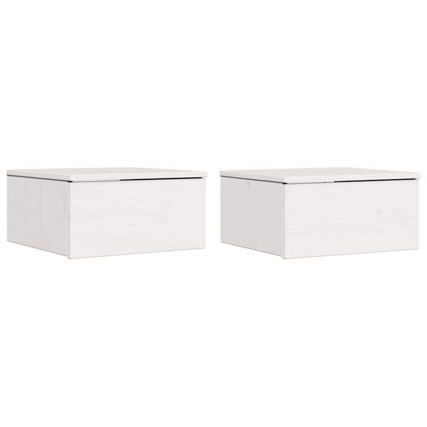 vidaXL Sengebord 2 pcs Hvid 37 x 35 x 18,5 cm Massivt fyrretr&aelig;