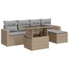 vidaXL sofas&aelig;t til haven 6 dele med hynder polyrattan beige