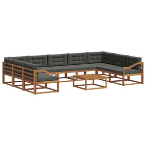 vidaXL Udend&oslash;rs sofagruppe med pude 10 pcs Naturlig og Antracit