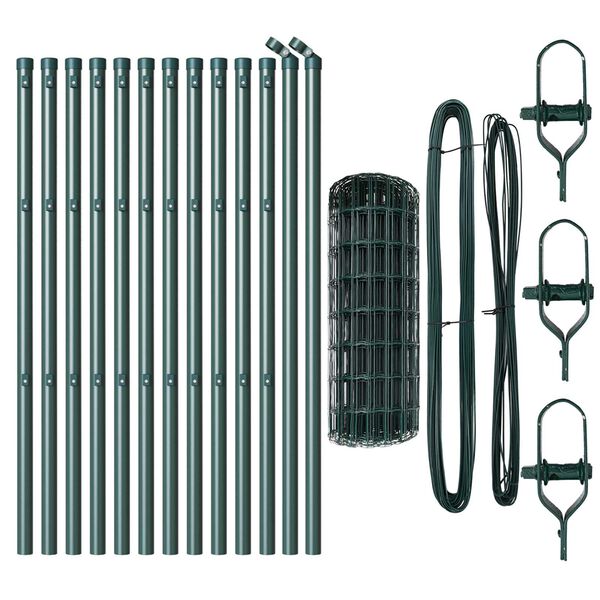 vidaXL Hegn med post Gr&oslash;n 0,8 x 25 m St&aring;l og PVC