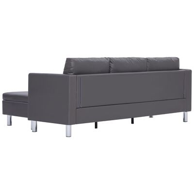 282206 vidaXL 3-Seater Sofa with Cushions Grey Faux Leather
