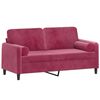vidaXL 2-personers sofa med pyntepuder 140 cm velour vinr&oslash;d