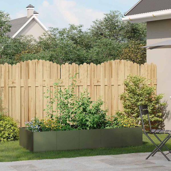 vidaXL plantekasse 200x80x40 cm st&aring;l olivengr&oslash;n