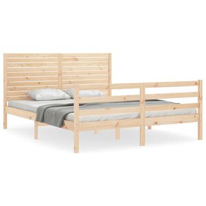 vidaXL sengeramme med sengegavl 160x200 cm massivt tr&aelig;
