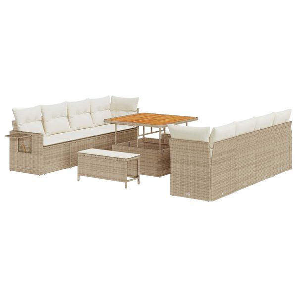 vidaXL Havesofa S&aelig;t med opbevaring 11 pcs Beige Poly rattan